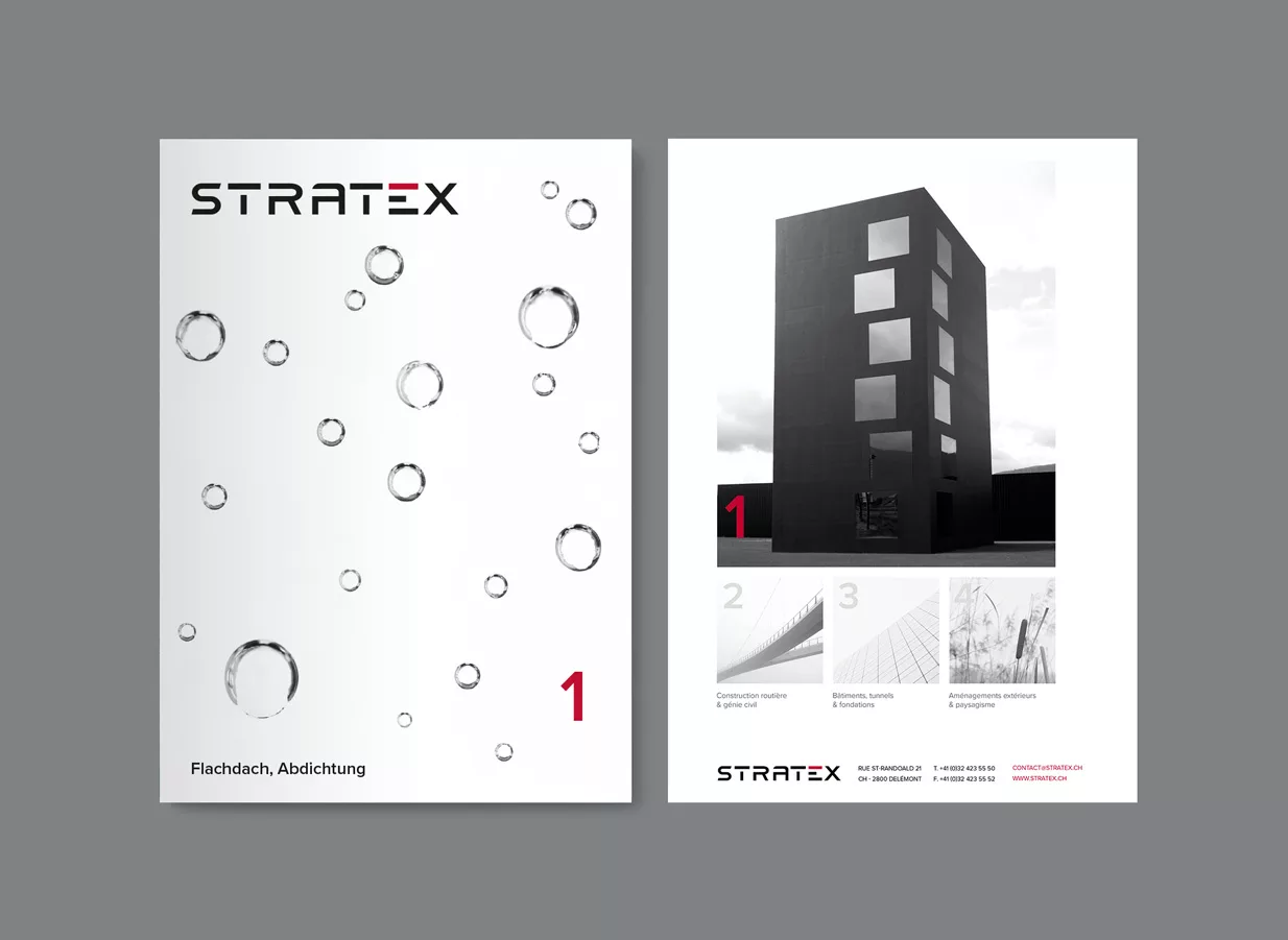 identité visuelle Stratex réalisée par Ivimédia - conception d'un catalogue produits couverture