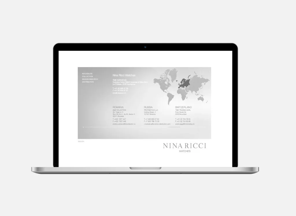 Site internet plateforme web réalisés par Ivimédia pour Nina Ricci Watches