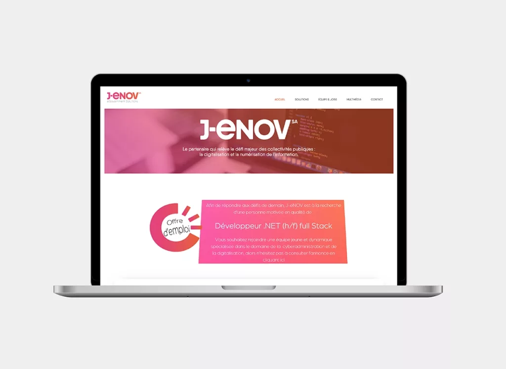 Plateformes mobiles et web site internet pour J-Enov réalisés par Ivimédia